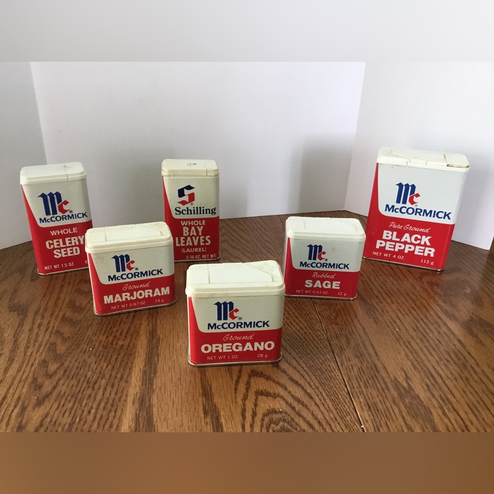 McCormick Vintage Savory Spice Tins, 6 Sage, Orgegano, Bay Leaves